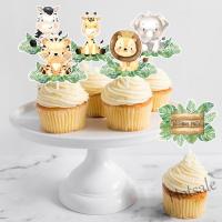 【Ready Stock】 ♂﹍ E05 18PCS Safari Theme Cake Topper For Birthday Cupcake Toppers Set Safari Theme Party Decorations Jungle Animal Birthday Party Cake Toppers Baking Tools Cake Decor Kids Party Needs