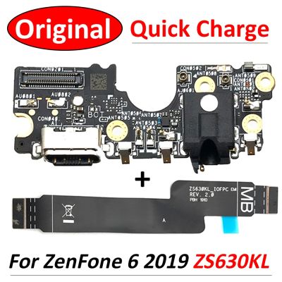 ต้นฉบับใหม่สําหรับ ASUS ZenFone 6 2019 ZS630KL ขั้วต่อการชาร์จ USB แท่นวางพอร์ตบอร์ดพร้อมไมโครโฟนสายดิ้นหลัก
