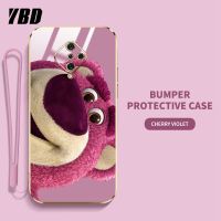 โทรศัพท์ลายหมีสตรอเบอร์รี่ YBD การ์ตูนดิสนีย์เคสสำหรับ Vivo S1 Pro 1920มันวาวป้องกันการแตกฝาหลัง TPU นิ่ม (ฟรีสายคล้อง)