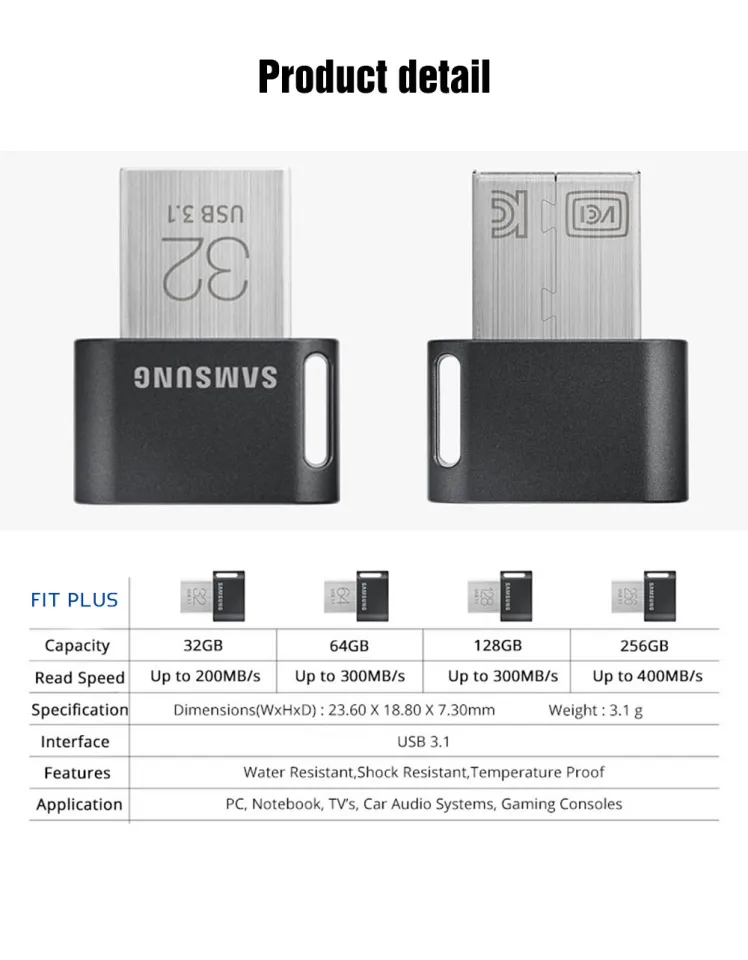 SAMSUNG USB Flash Drive 32 64 128 GB Pendrive 128gb 64gb 32gb 256gb up to  400M Pen Drive 3.1 USB Stick Disk on Key Memory for PC
