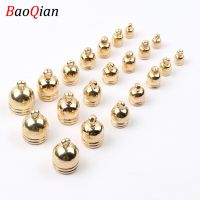 6/7/8/10/12/14MM Gold Color Round Tassel End Cap Beads for DIY Jewelry Making Leather Rope Crimp End Cap Jewelry Fasteners Beads