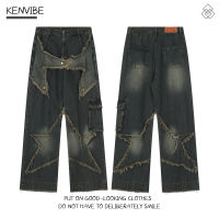 Factory Outlet Spot Kenvibe Guo Chao High -Quality American Pentagram Jeans Straight Trousers 2023 Summer New Generation