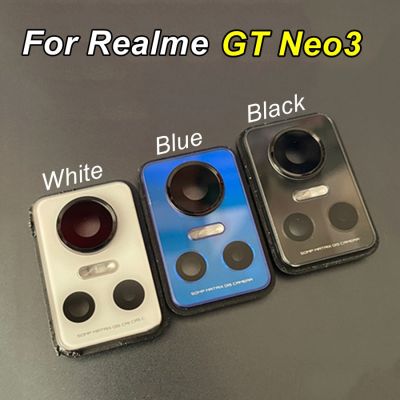 กระจกกล้องถ่ายรูปหลังด้านหลังสำหรับ Realme GT Neo3 Neo 3กระจกกล้องถ่ายรูปปลอกอะไหล่ที่ยึดเฟรม RMX3561 RMX3560