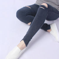 Summer Plus Size High Waist Skinny Denim Jeans Pants Women Ripped Hole Strechy Pencil Trousers Black Jeggings for female