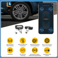 4ชิ้นรถยนต์ในตัวไร้สายยางการตรวจสอบความดันบลูทูธเข้ากันได้5.0 TPMS ใช้ได้กับ Android Ios