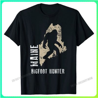 เสื้อยืดลําลอง ผ้าฝ้าย แขนสั้น พิมพ์ลาย Maine Bigfoot Hunter สําหรับผู้ชาย  58A7