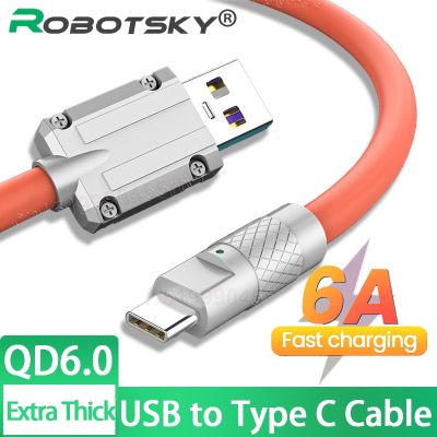 6A Fast Charging USB Type C Cable For Huawei P40 P30 Pro Samsung Xiaomi OD6.0 Extra Thick Charger Wire Data Cord USB C Cable Docks hargers Docks Charg