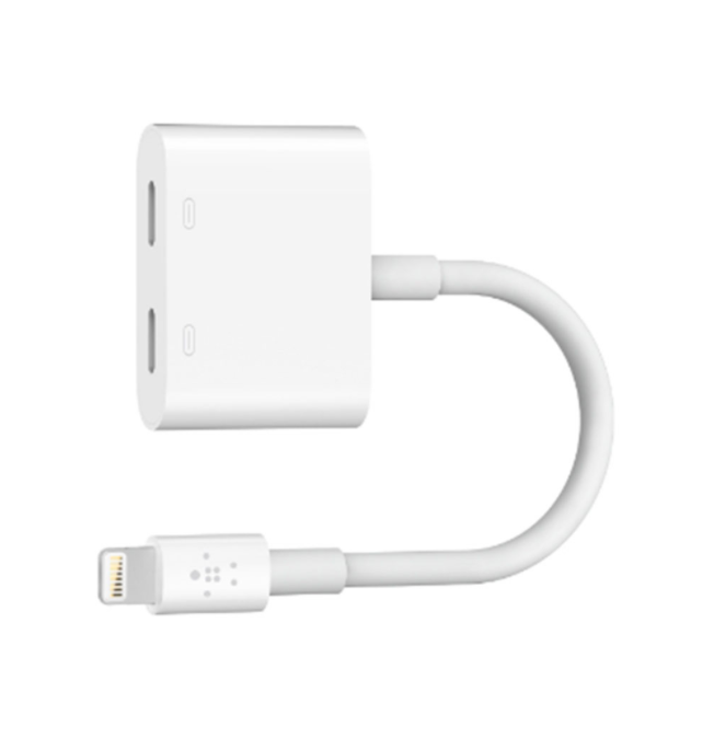 ADAPTER/CONVERTER (อุปกรณ์แปลงสัญญาณ) BELKIN LIGHTNING AUDIO & CHARGE ROCKSTAR [F8J198BT-WHT]