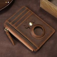 Top Genuine Leather airtag wallet holder for Cards Wallet Case Airt Tag Male Wallet with Airtag Holder Card Holders