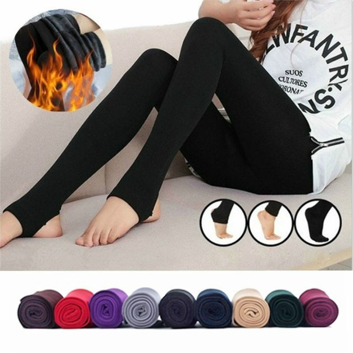 Hot New Winter Thermal 8 Colors Fluff Lined Warm Tights Stretch Pants ...