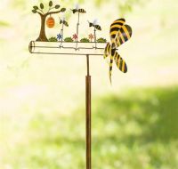 Metal Bee Windmill Three Little Bee Windmills Courtyard Garden Decoration Windmill GOULD