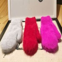 2022 New Winter Warm Rabbit Wool Gloves Korean Version Women Multi-colored Ladies Mittens Cute Soft Ski Gloves High Quality