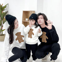 Spring Family Outfit Matching Cotton T-shirts Clothes Autumn Warm Mother Father Kid Pullover Tops Cute Bear Baby Rompers Clothes