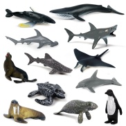 12Pcs Simulation Mini Marine Animal Giant Tooth Whale Blue Whale Penguin