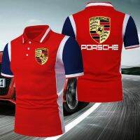 Newest High Quality Mens Polo T-shirt Porsche Men Fashion Car Logo Print Personality Slim Short-sleeve 9vP4