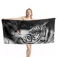 【jw】♟☂  Large Thick Shower Tiger Design Cotton Beach for Men Blanket