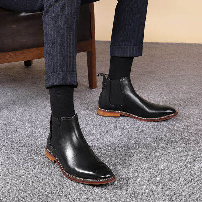 Desai Brand Mens Chelsea Boots Work shoes Genuine Cow Leather Handmade Boot Shoes For Formal Dress Wedding Business Party New