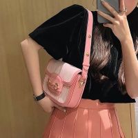 Factory outlet the niche senior feeling light pink axillary package luxury handbag 2022 new saddle pack one shoulder inclined shoulder bag