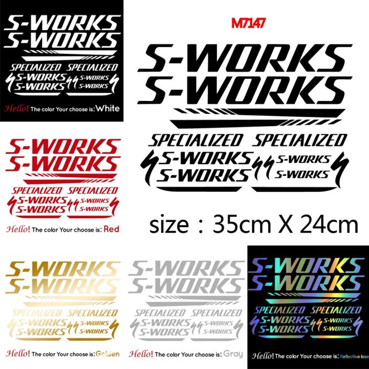 สติกเกอร์รูปลอก-s-works-สติกเกอร์จักรยานพีวีซีชนิดพิเศษที่สามารถล้างทำความสะอาดได้สำหรับจักรยานเสือภูเขา