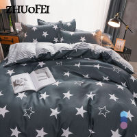 Comfortable bedding 4pcs plaid duvet cover blue Starry sky bed linens 4pcsset bedding set Pastoral bed sheet AB side bed set