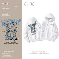 CHIC เสื้อฮู้ดบางแขนยาวพิมพ์ลายตุ๊กตาหมี สไตล์สบาย ๆ T0401