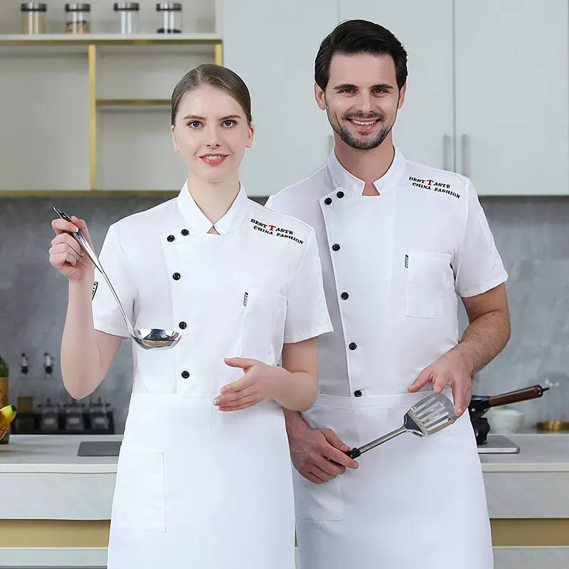 Men Black Chef Jacket Chef Shirt Apron Logo Head Chef Uniform ...