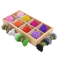 130/260pcs 3mm Colorful Mixed Artificial Flower Mini Cherry Stamen Berries Fake Flowers Gift Box DIY Wreaths Wedding Party Decor