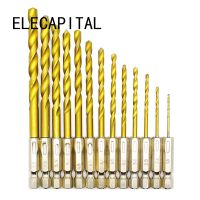 13pcs Tungsten Carbide Twist Drill Bit Power Tool High Speed Steel HSS Titanium Coated Drill Bit Set 1/4 Hex Shank 1.5-6.5mm