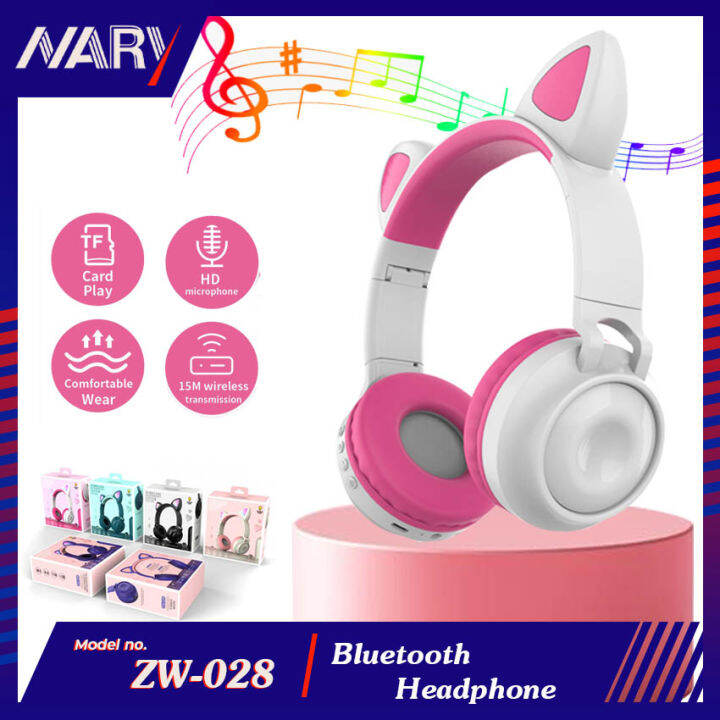 NARY ZW028 Bluetooth Headset Headset Wireless Luminescence Cute Cat Ear LED Breathing Light