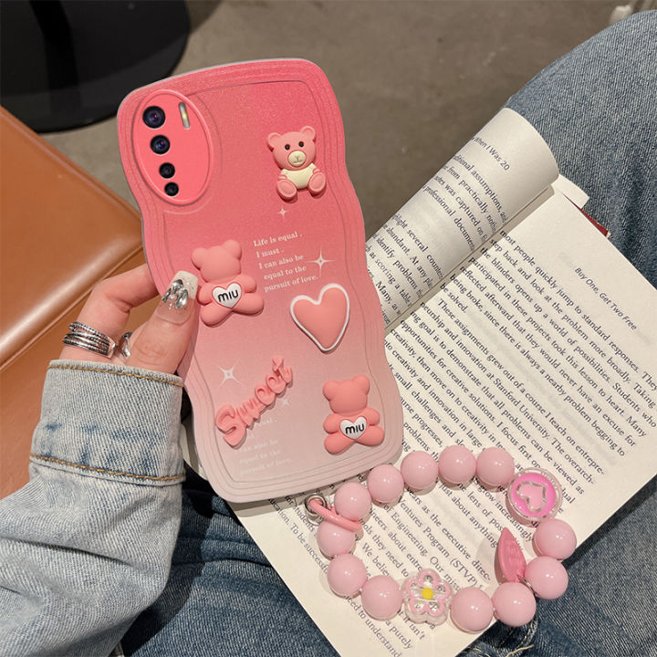 เคสนิ่ม-tpu-3มิติสำหรับ-oppo-a91-a93-a95-a96-a97เคส-oppoa91-a95-a93-a96-a97แฟชั่นระดับพรีเมียมไล่ระดับสีแบบ3d-ความรักหัวใจหมีเคสป้องกันฝาครอบโทรศัพท์