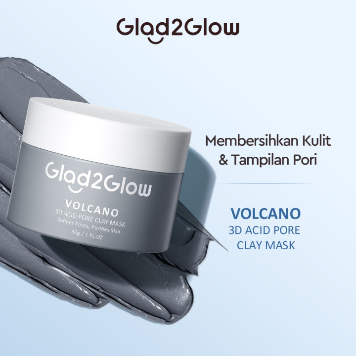 Glad2glow Volcano Clay Mask Masker Komedo Deep Pores Cleansing Mud Mask