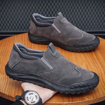 รองเท้าโลฟเฟอร์ MIKEJIE รองเท้าบุรุษ2023ใหม่,รองเท้าลำลองเทรนด์หนึ่งฟุตระบายอากาศได้ดีกันลื่นกันน้ำรองเท้าปกป้องแรงงานผู้ชาย