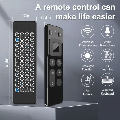 2 in 1 Air Mouse Voice Control RGB Backlit 2.4G Wireless Air Mouse Remote Control with 6-axis Gyroscope USB Receiver for Android