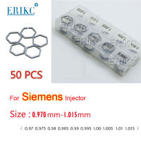 ERIKC ปะเก็นใหม่ B61 Siemens Piezo ดีเซลหัวฉีดวาล์วปรับเครื่องซักผ้า Shim ความแม่นยำ0.005มม. ขนาด0.970-1.015มม. รวม50ชิ้น