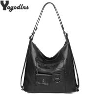 Casual PU Leather Tote Bags for Women Large Capacity Hobo Handbags Retro Patchwork Shoulder Bag Female Crossbody Shopper Bag