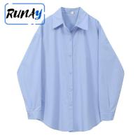 เสื้อ RUNAY เทรนด์ใหม่ฤดูใบไม้ผลิและฤดูใบไม้ร่วงเสื้อสีทึบแขนยาวชั้นในหลวม