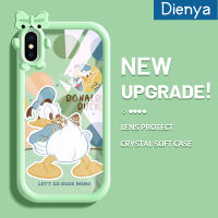 เคส Dienya สำหรับ iPhone X Xs Xr Xs Max เคสรูปโบว์ลายการ์ตูนรูปเป็ดนิ่มกันกระแทกเคสโทรศัพท์โปร่งใสป้องกันการตกหล่นซิลิก้าเจลฝาครอบป้องกันเลนส์กล้องถ่ายรูป