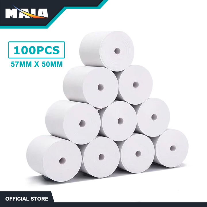 MAIA 100PCS 57MMX50MM Thermal Paper Roll For Smart Bluetooth Printer ...