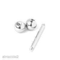 Prettyia 5pcs Silver Steel Ball Tongue Bar Barbell Body Piercing 14G