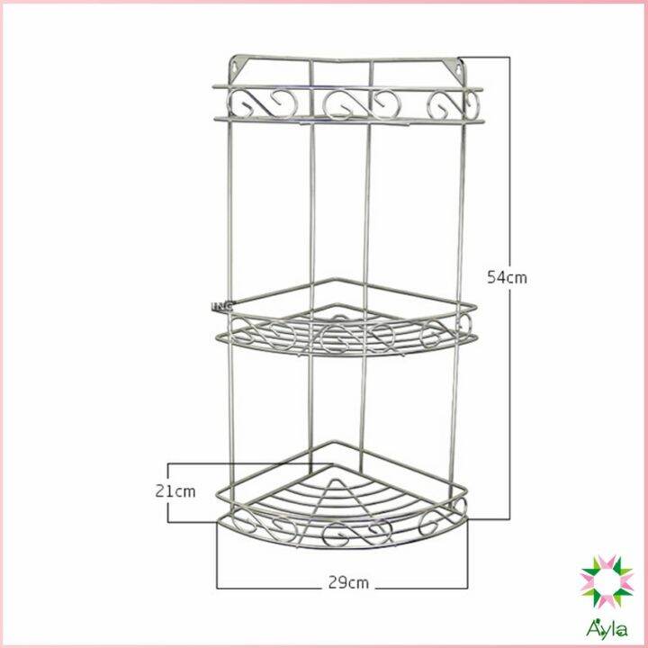 ayla-สแตนเลสเข้ามุม-ชั้นวางของในครัว-ชั้นวางเครื่องปรุงรส-ชั้นเก็บของในห้องน้ำ-ติดตั้งแบบ-เจาะผนัง-shelf