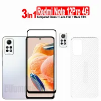 สำหรับ Xiaomi Redmi Note 12 Pro 4G ฟิล์มกระจกเทมเปอร์ Redmi Note 12 11 Pro Plus 5G 10A 10C 12C 12S 11S 10S ปกป้องหน้าจอกระจกเทมเปอร์ + ฟิล์มเลนส์กล้อง + ฟิล์มด้านหลัง-3 In 1