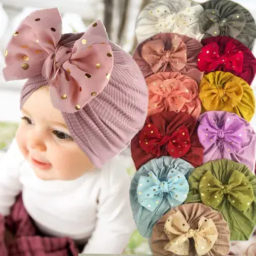 Infant Cotton Pellet Turban For Girls Spandx Stretchy Turban