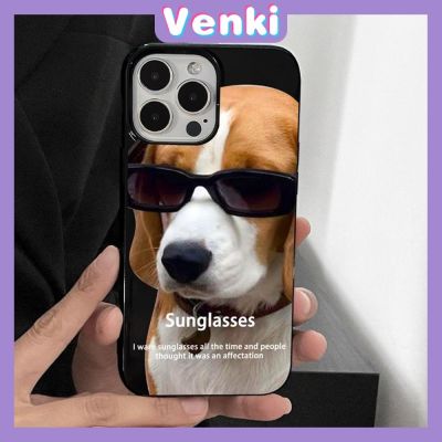 VENKI - เคสไอโฟน11 เคส Case สำหรับ iPhone 14 Pro Max Soft TPU Candy Case Cool แว่นตากันแดด Dog Glossy Black ฝาหลังป้องกันกล้องกันกระแทกสำหรับ iPhone 13 12 11 Pro Max 7 8 Plus X XR