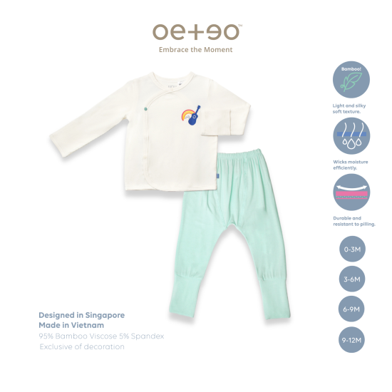 Whimsical long-sleeve top & pants 2 pcs baby set oeteo basic - ảnh sản phẩm 1