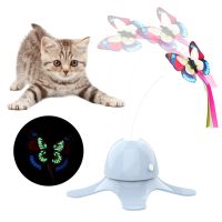 〖Love pets〗   Electronic Pet Cat Toy Smart Automatic Funny Cat Exercise Toy Electric Rotating Kitten Toys Butterfly Cat Stick Interactive Toy