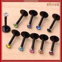 SHOUS 10pcs ร้อน คริสตัล บาร์ อะคริลิค เจาะเนื้อ อัญมณี Labret ลิปสตั๊ด