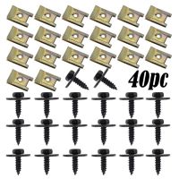 40x Car Fastener Self-Tapping Screw Base U Type J98+J260 Under Tray Nut Clip Automobile Engine Fender Bumper Plate Clamp Nails  Screws Fasteners