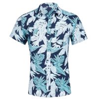 Hawaiian Mens Shirt Fashion Short Sleeve T-shirt Casual Lapel Shirt For Men Beach Single-breasted Mens Clothes Turndown Blouse