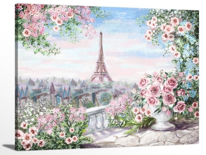 Tranh Màu Nước Tháp Eiffel Paris Hoa Hồng Tác Phẩm Nghệ Thuật Phong Cảnh  Pháp Có