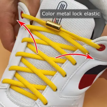 1Pair Metal Lock Shoelaces Round Elastic Shoe Laces Special No Tie Shoelace  for Men Women Lacing Rubber Zapatillas 23 Colors